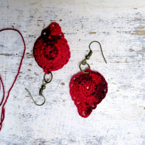 Crochet Earrings RedBrown 2