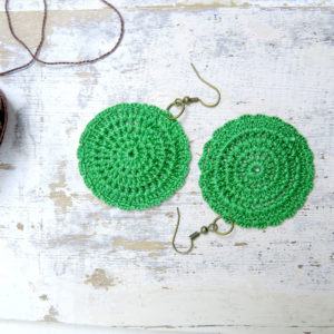 Crochet Earrings green cercle